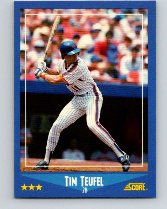 1988 Score #128 Tim Teufel Mint New York Mets  Image 1