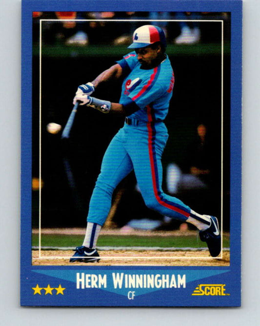 1988 Score #142 Herm Winningham Mint Montreal Expos  Image 1