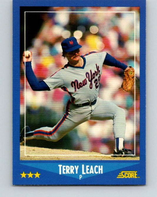 1988 Score #203 Terry Leach Mint New York Mets  Image 1
