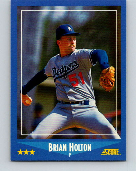 1988 Score #208 Brian Holton Mint Los Angeles Dodgers  Image 1