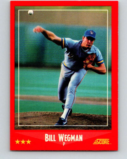 1988 Score #296 Bill Wegman Mint Milwaukee Brewers  Image 1