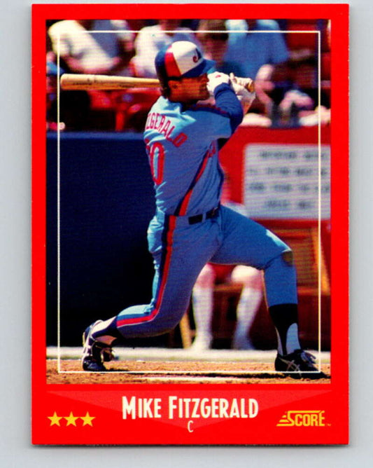 1988 Score #318 Mike Fitzgerald Mint Montreal Expos  Image 1