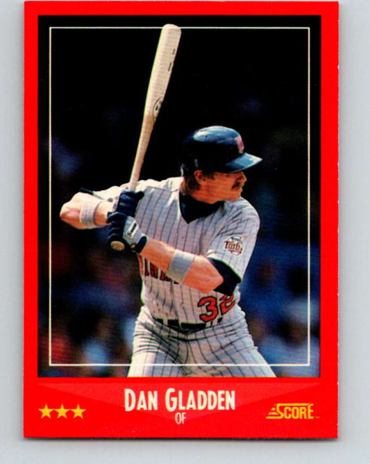 1988 Score #324 Dan Gladden Mint Minnesota Twins  Image 1