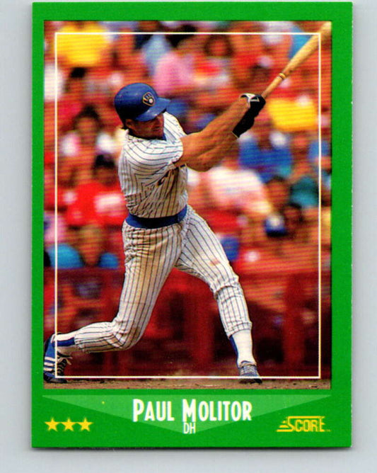 1988 Score #340 Paul Molitor Mint Milwaukee Brewers  Image 1