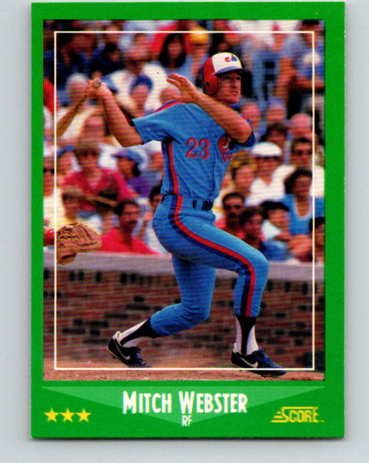 1988 Score #345 Mitch Webster Mint Montreal Expos  Image 1
