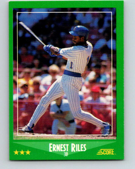 1988 Score #349 Ernest Riles Mint Milwaukee Brewers  Image 1