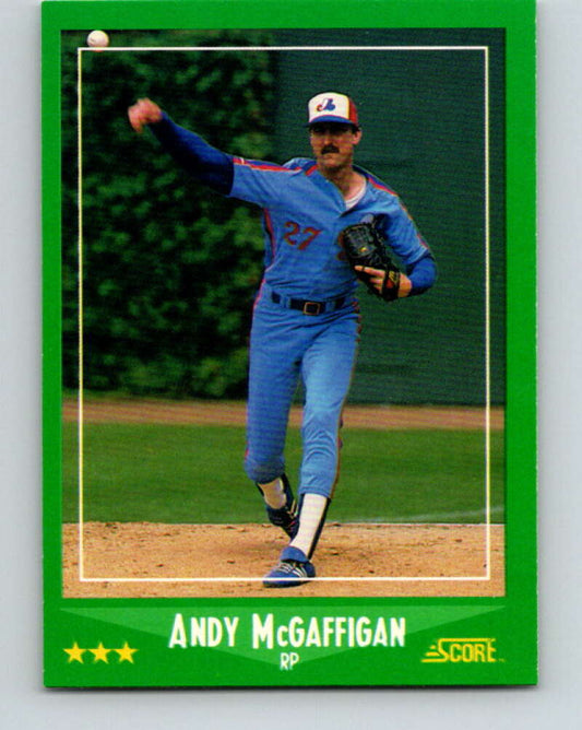 1988 Score #366 Andy McGaffigan Mint Montreal Expos  Image 1
