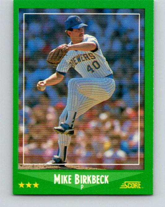 1988 Score #369 Mike Birkbeck Mint Milwaukee Brewers  Image 1