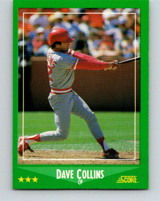 1988 Score #371 Dave Collins Mint Cincinnati Reds  Image 1