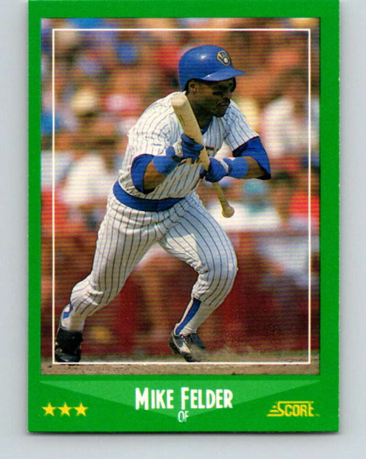 1988 Score #388 Mike Felder Mint Milwaukee Brewers  Image 1