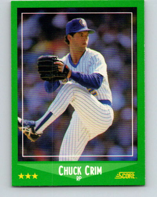 1988 Score #402 Chuck Crim Mint RC Rookie Milwaukee Brewers  Image 1
