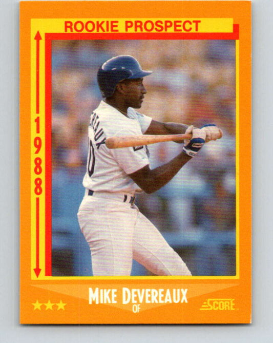 1988 Score #637 Mike Devereaux RP Mint RC Rookie Los Angeles Dodgers  Image 1