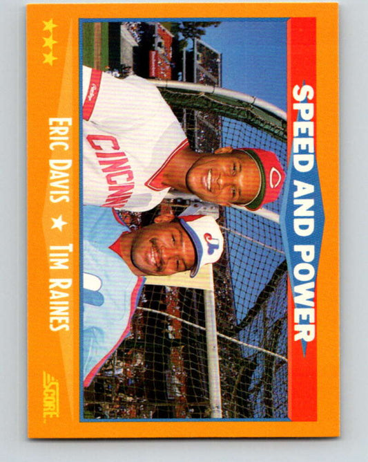 1988 Score #649 Eric Davis/Tim Raines Speed and Power Mint  Image 1