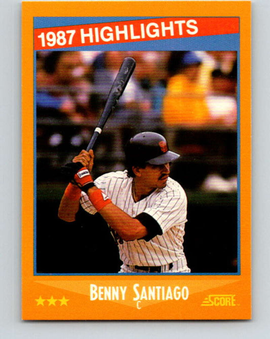 1988 Score #654 Benito Santiago HL Mint San Diego Padres  Image 1