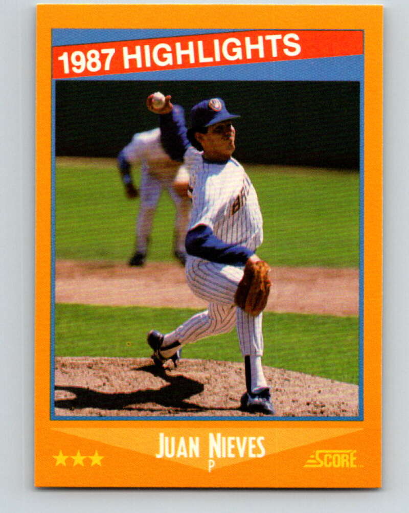 1988 Score #655 Juan Nieves HL Mint Milwaukee Brewers  Image 1