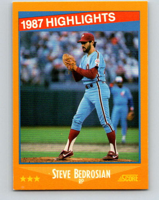 1988 Score #656 Steve Bedrosian HL Mint Philadelphia Phillies  Image 1