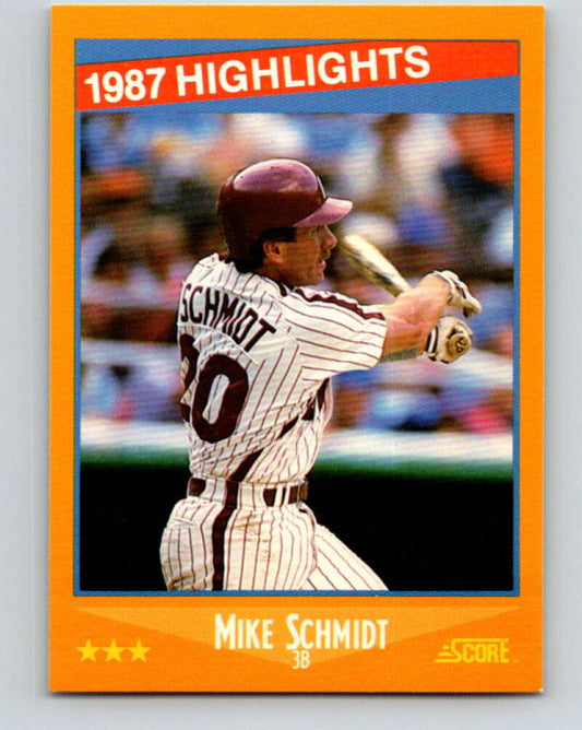 1988 Score #657 Mike Schmidt HL Mint Philadelphia Phillies  Image 1