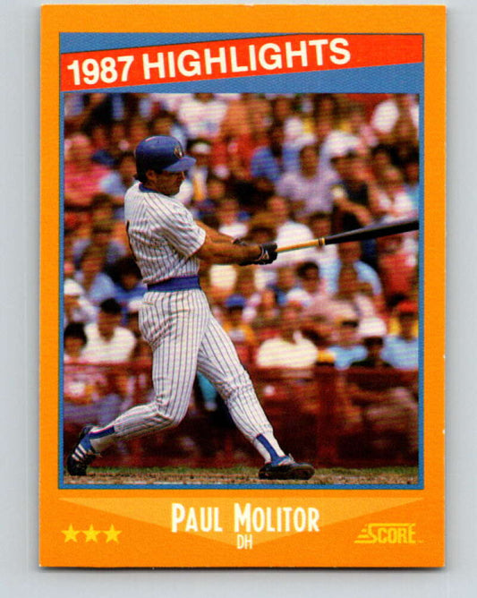 1988 Score #660 Paul Molitor HL Mint Milwaukee Brewers  Image 1