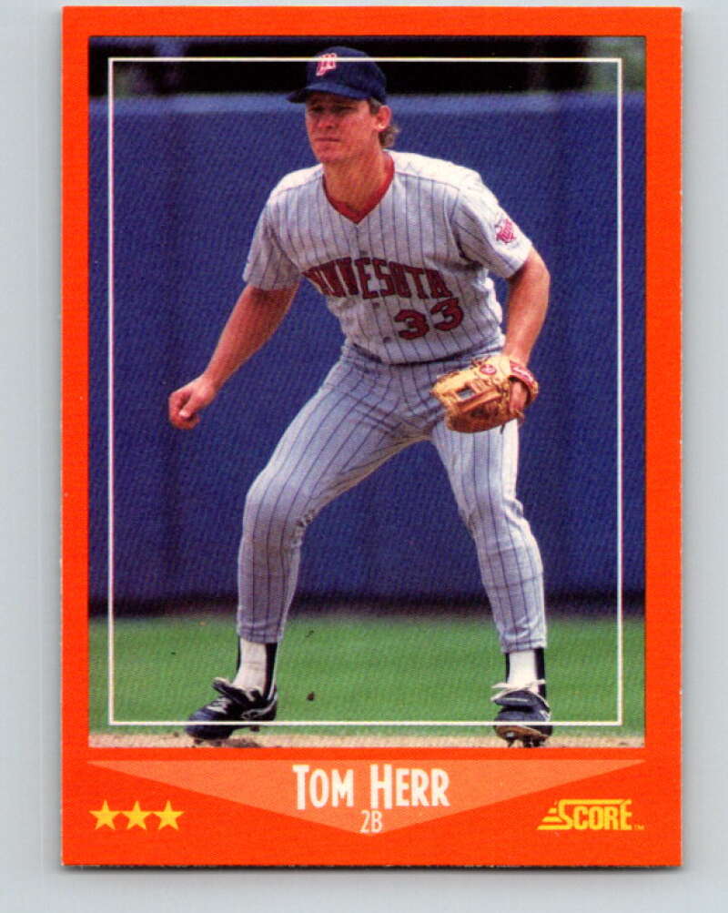 1988 Score Rookie and Traded #8T Tom Herr Mint Minnesota Twins  Image 1