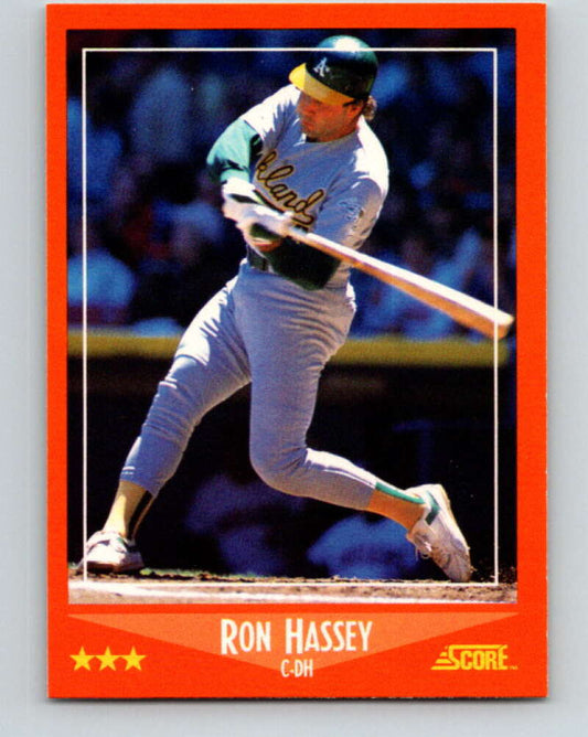1988 Score Rookie and Traded #33T Ron Hassey Mint Oakland Athletics  Image 1
