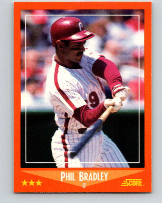 1988 Score Rookie and Traded #34T Phil Bradley Mint Philadelphia Phillies  Image 1