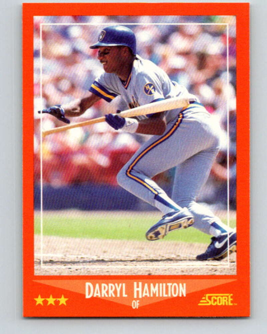 1988 Score Rookie and Traded #72T Darryl Hamilton Mint RC Rookie Milwaukee Brewers  Image 1