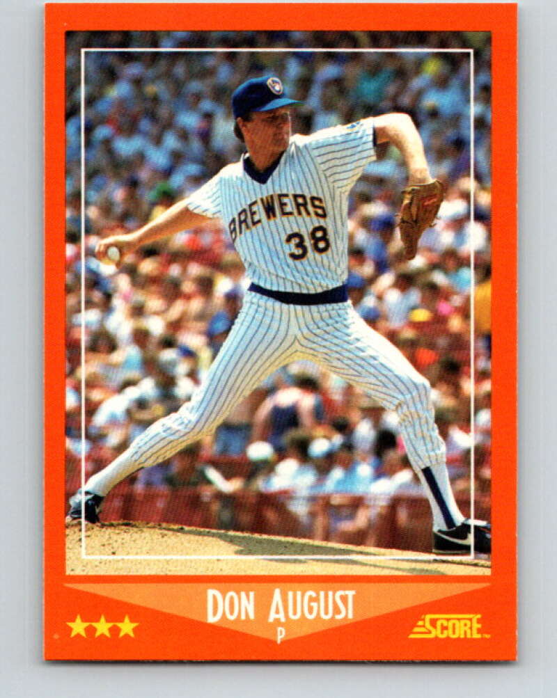 1988 Score Rookie and Traded #104T Don August Mint Milwaukee Brewers  Image 1