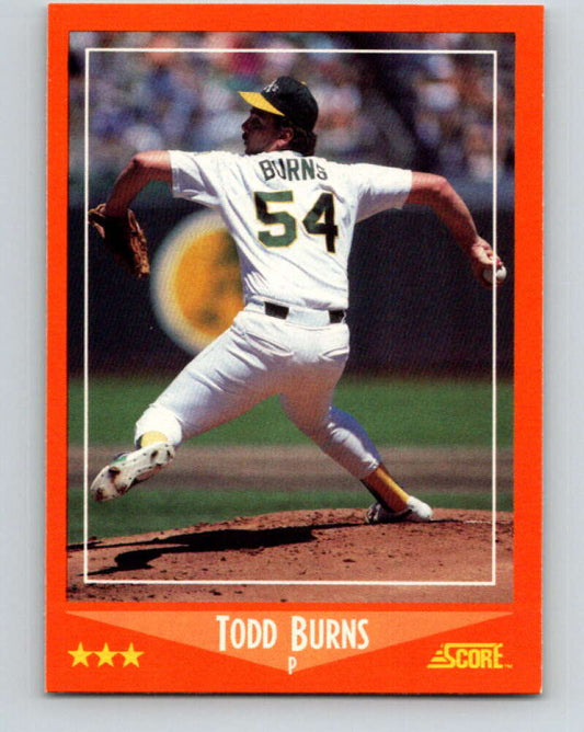 1988 Score Rookie and Traded #106T Todd Burns Mint RC Rookie Oakland Athletics  Image 1
