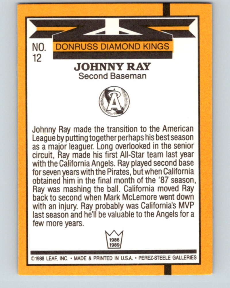 1989 Donruss #12 Johnny Ray DK Mint California Angels  Image 2