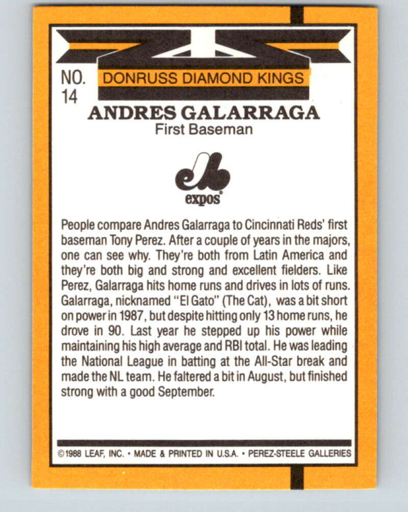 1989 Donruss #14 Andres Galarraga DK Mint Montreal Expos