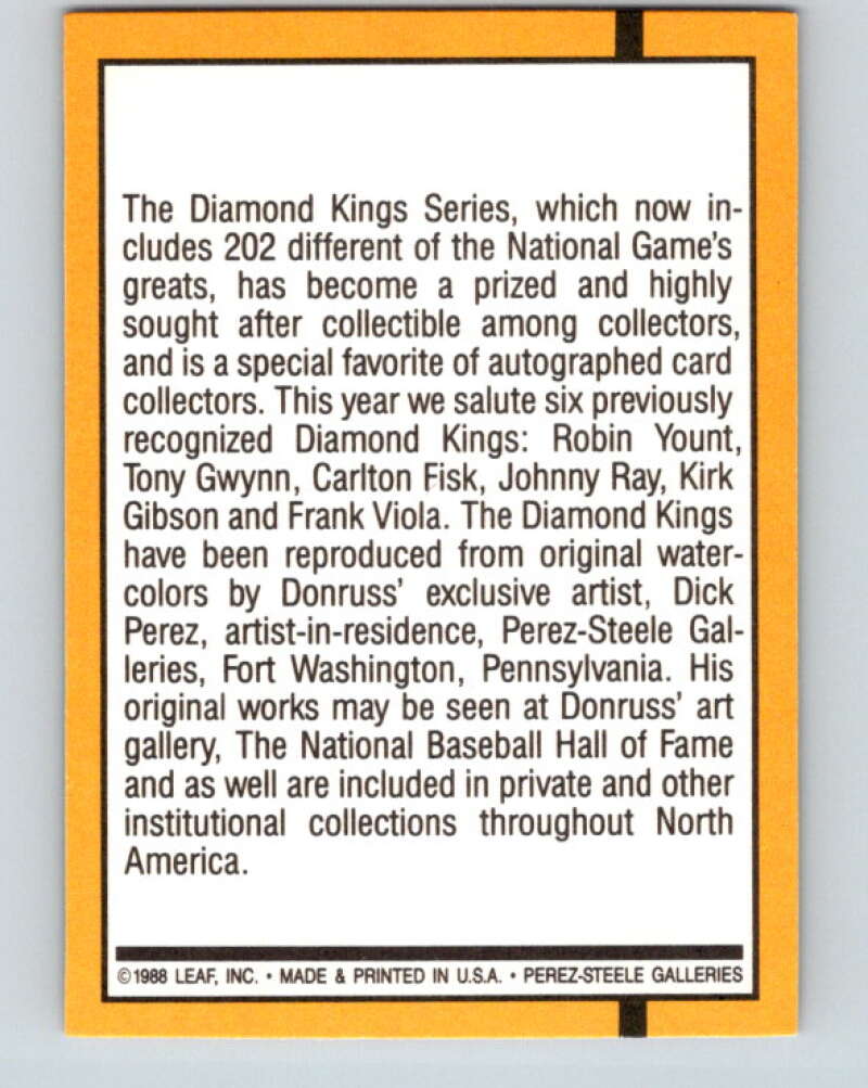 1989 Donruss #27 Diamond Kings Checklist 1-26 DP Mint Checklist