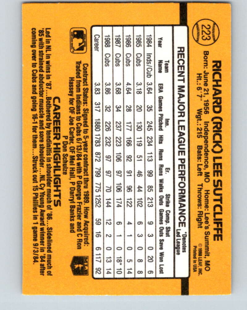 1989 Donruss #223 Rick Sutcliffe Mint Chicago Cubs