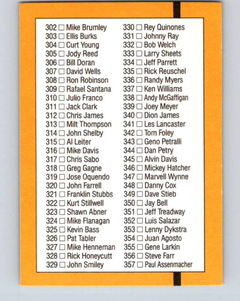 1989 Donruss #300 Checklist 248-357 Mint Checklist  Image 2