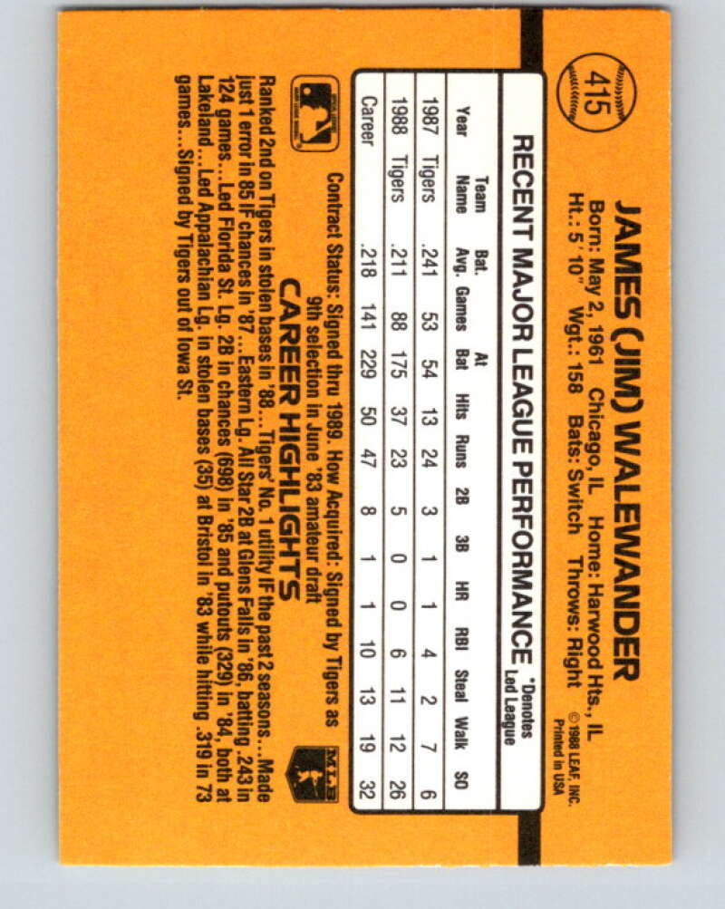 1989 Donruss #415 Jim Walewander Mint Detroit Tigers