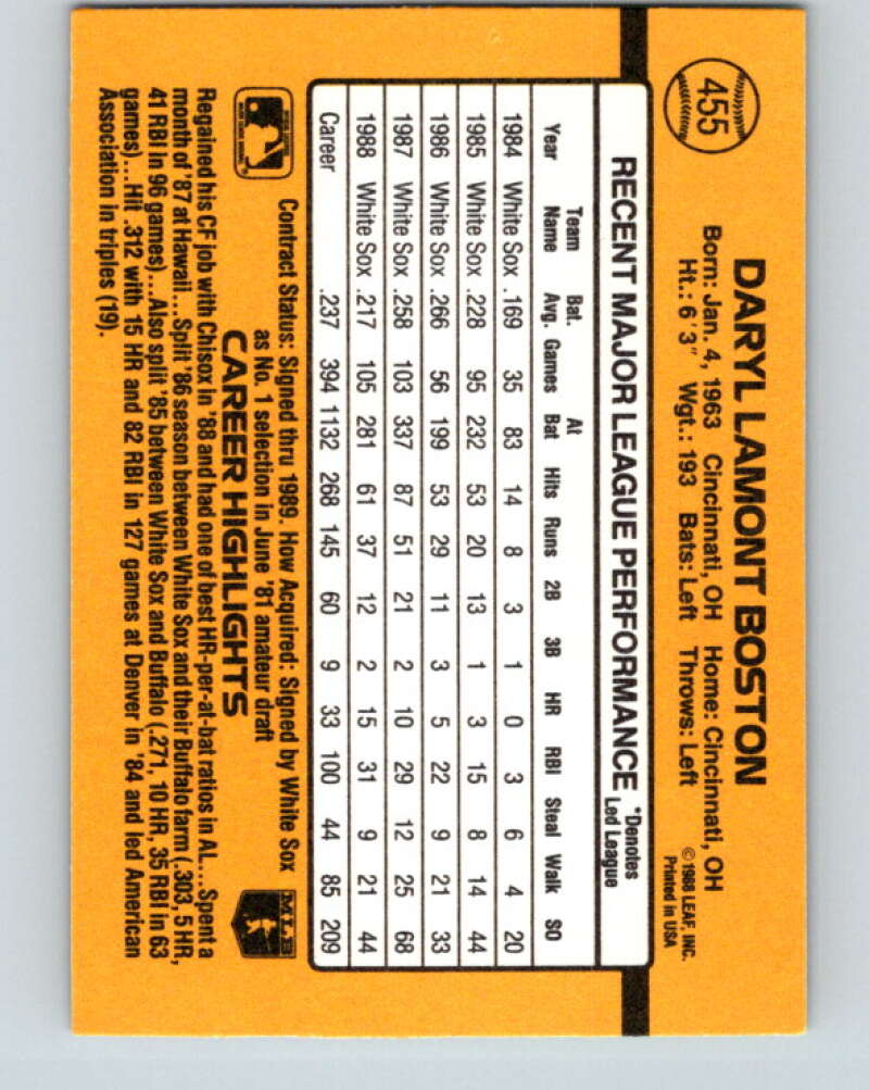 1989 Donruss #455 Daryl Boston Mint Chicago White Sox