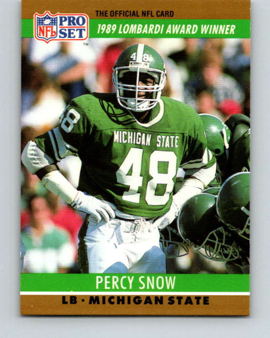 1990 Pro Set #21 Percy Snow Mint RC Rookie Michigan State Spartans  Image 1