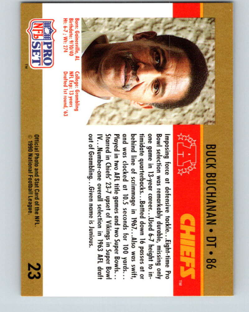 1990 Pro Set #23 Buck Buchanan Mint Kansas City Chiefs  Image 2