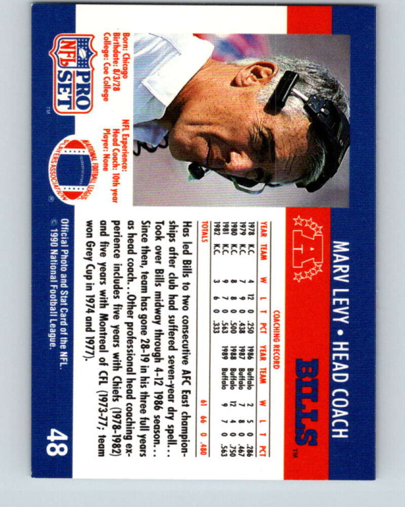 1990 Pro Set #48 Marv Levy Mint Buffalo Bills  Image 2