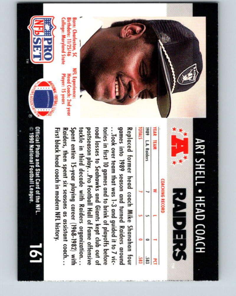 1990 Pro Set #161 Art Shell Mint Los Angeles Raiders