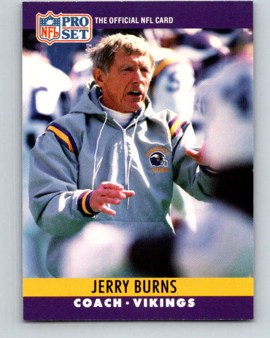 1990 Pro Set #200 Jerry Burns Mint Minnesota Vikings  Image 1