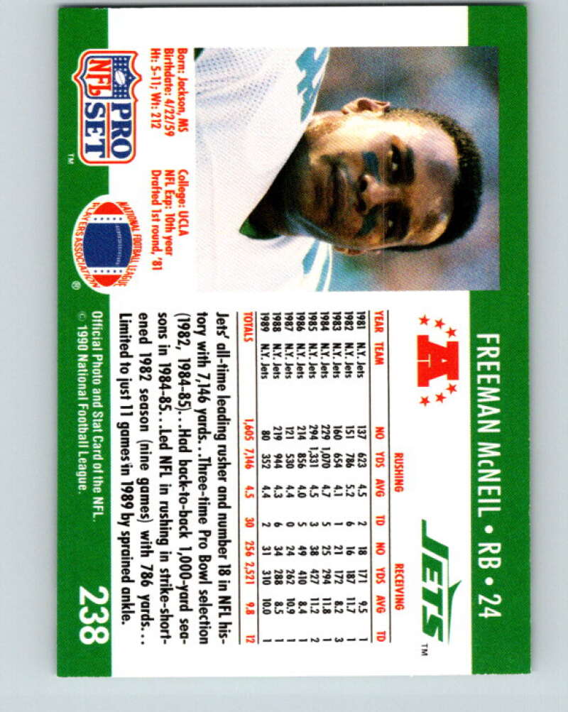 1990 Pro Set #238 Freeman McNeil Mint New York Jets  Image 2