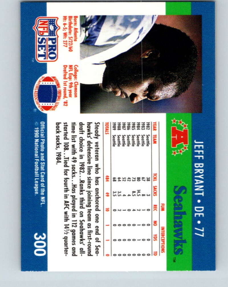 1990 Pro Set #300 Jeff Bryant Mint Seattle Seahawks  Image 2