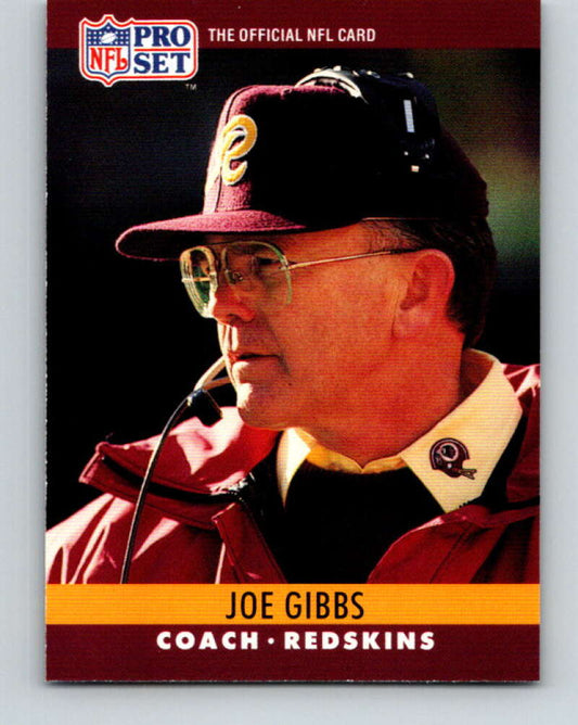 1990 Pro Set #333 Joe Gibbs Mint Washington Redskins  Image 1