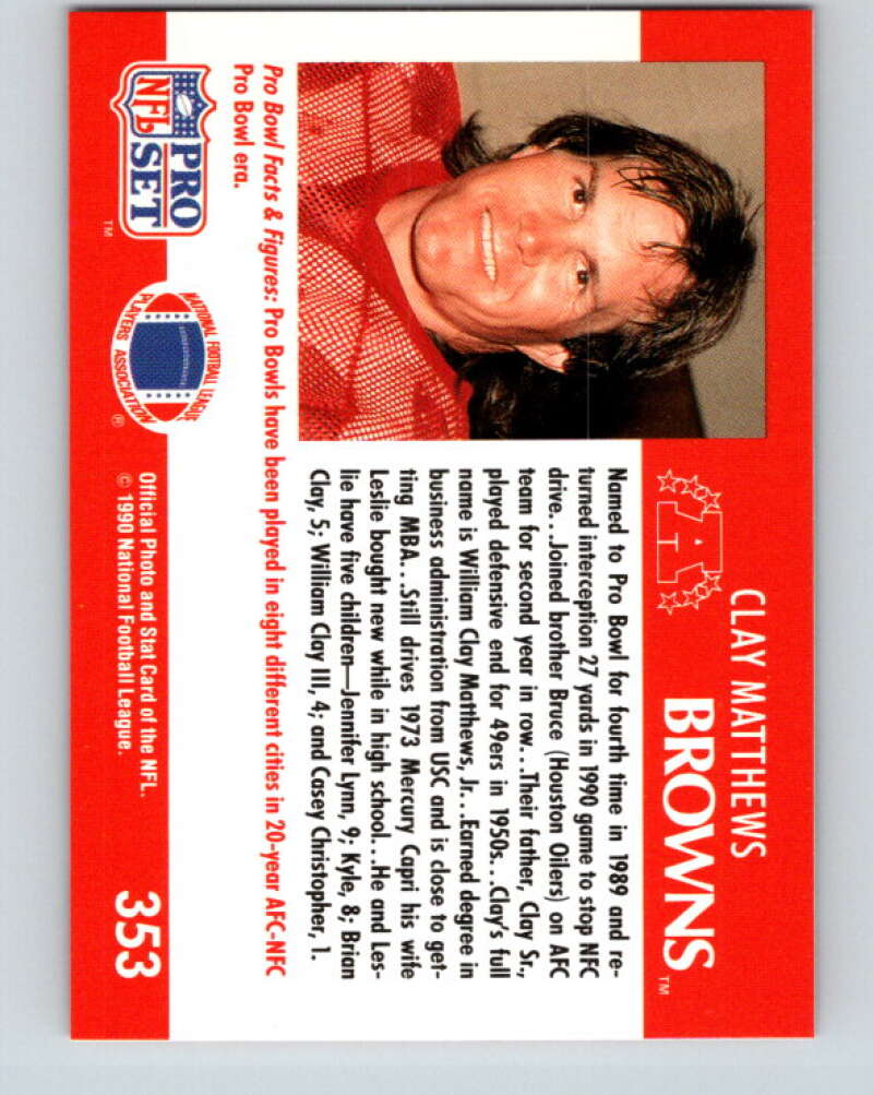 1990 Pro Set #352 Bruce Matthews Mint Houston Oilers  Image 2
