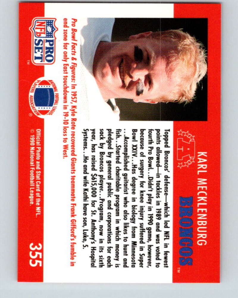1990 Pro Set #354 Erik McMillan Mint New York Jets  Image 2