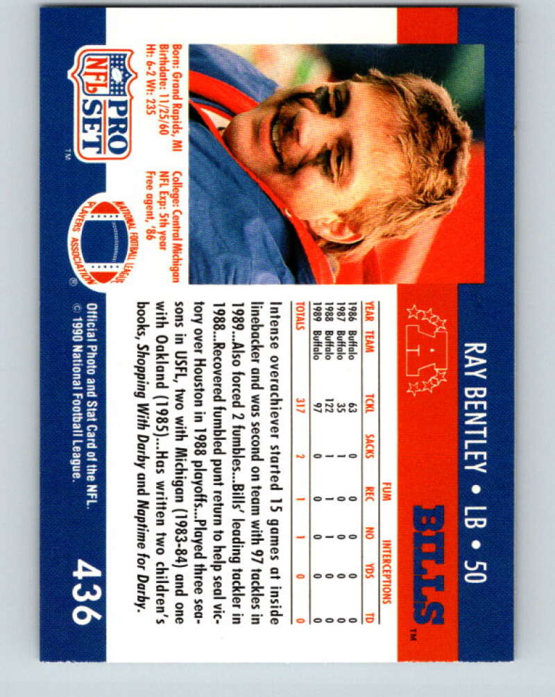 1990 Pro Set #436 Ray Bentley Mint Buffalo Bills  Image 2