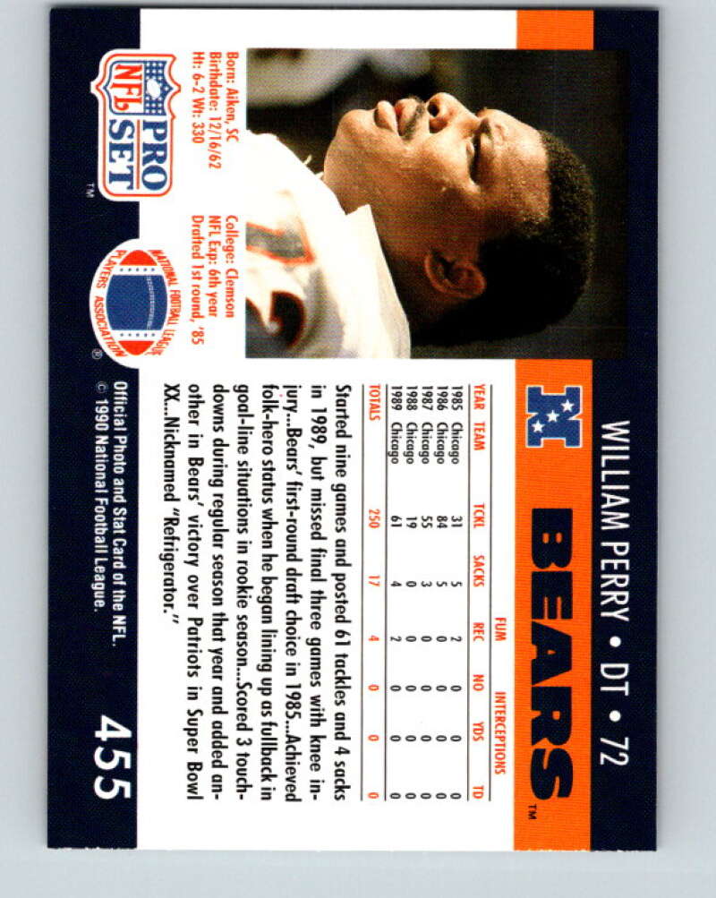 1990 Pro Set #455 William Perry Mint Chicago Bears