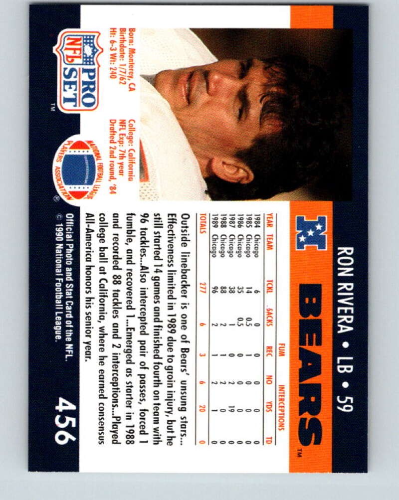1990 Pro Set #456 Ron Rivera Mint Chicago Bears