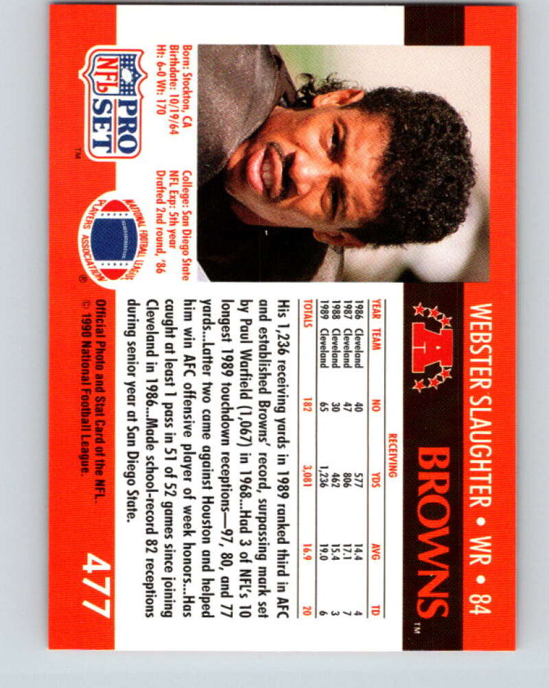 1990 Pro Set Football Webster Slaughter Cleveland Browns #477