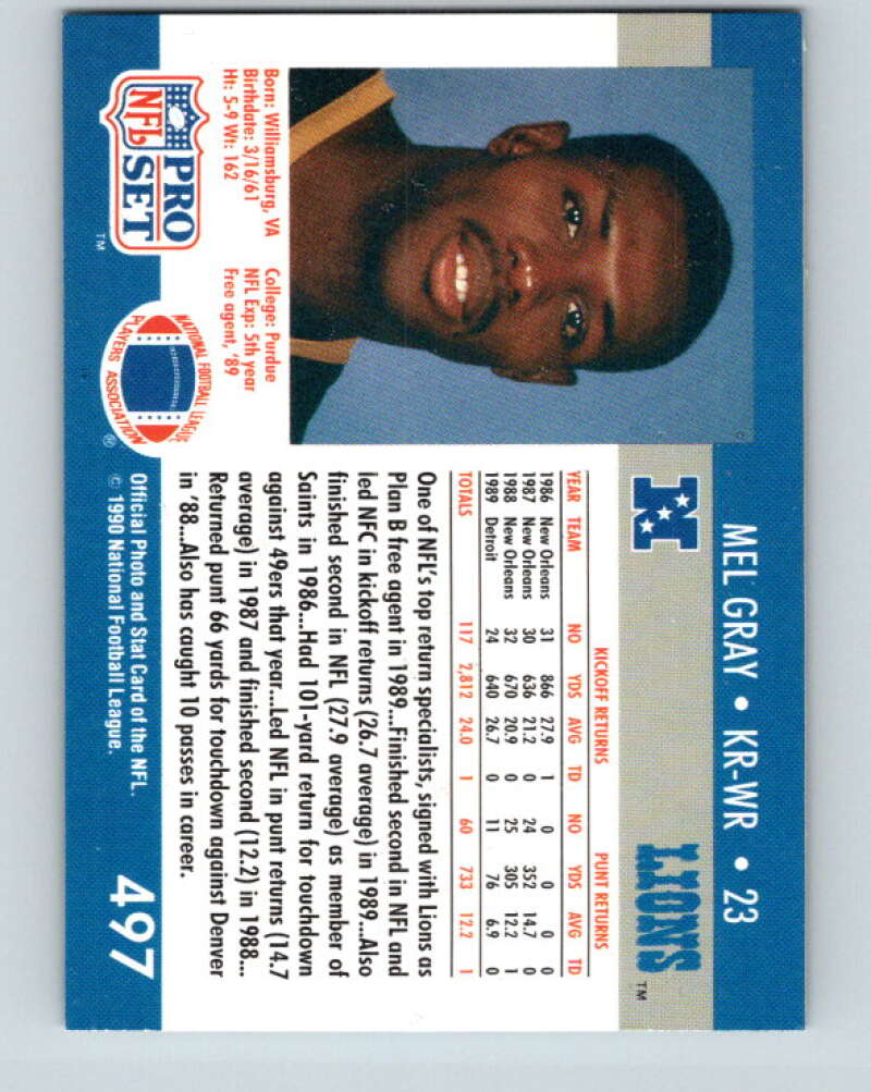 1990 Pro Set #497 Mel Gray Mint Detroit Lions